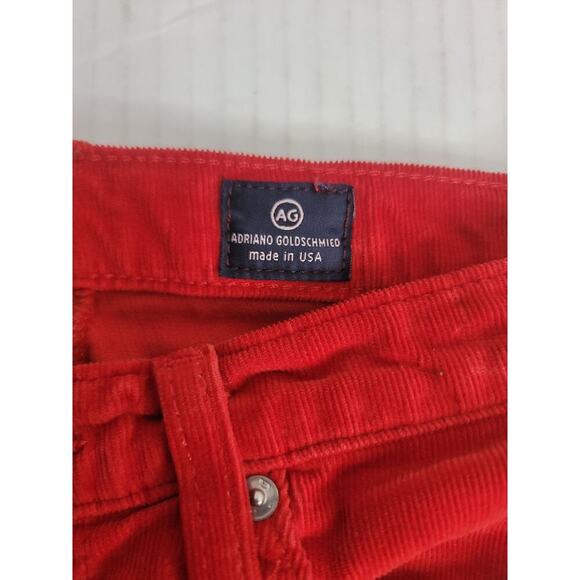 Adriano Goldschmid Jeans Sz 26 The Stevie Slim Straight Red Corduroy AG - Picture 5 of 11